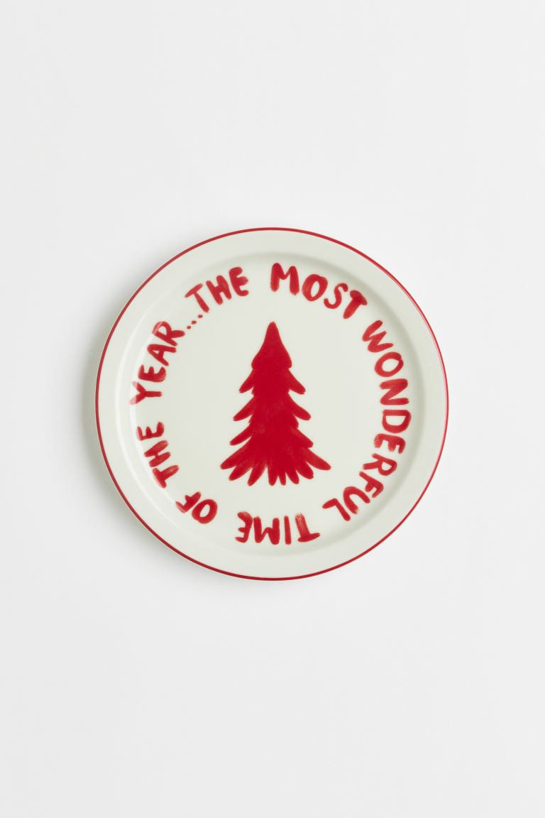 Small Porcelain Plate - White/fir tree - Home All | H&M US | H&M (US + CA)