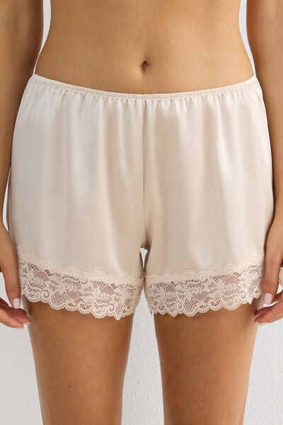 Intimissimi Lace Trim Silk Shorts Woman Natural Size XL | Intimissimi (US)