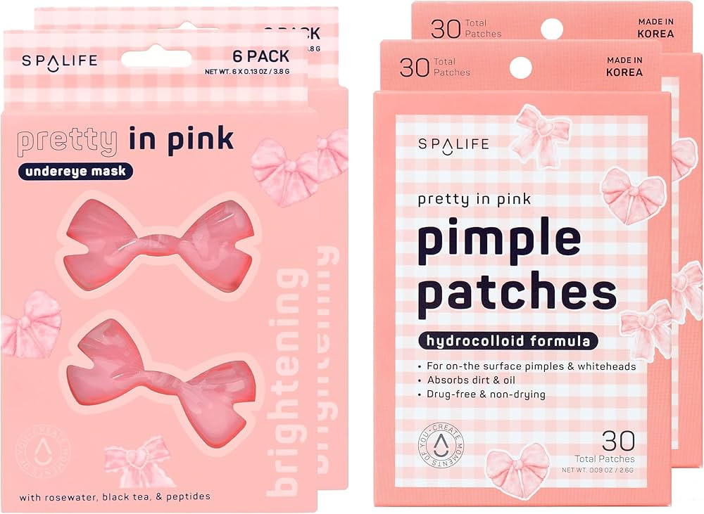 SpaLife PRETTY IN PINK UNDEREYE MASK & PIMPLE PATCH DUO – Hydrogel Undereye Patches for Dark Ci... | Amazon (US)