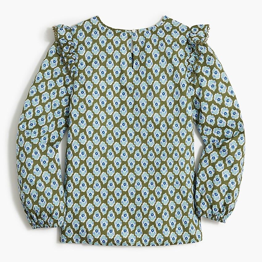 Printed ruffle-shoulder top | J.Crew Factory