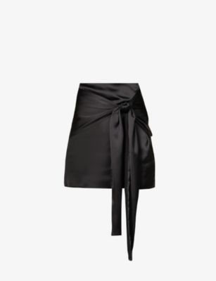 Teagan tie-knot satin mini skirt | Selfridges