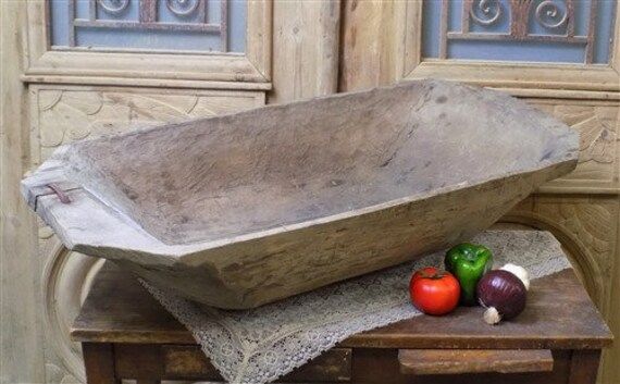 Antique Wooden Bread Dough Bowl Trencher, French Carved Dough Bowl A53, Primitive Carved Wooden T... | Etsy (US)