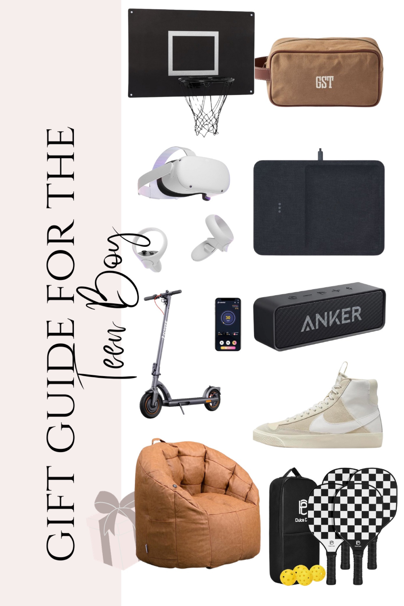 Gift guide for the teen boy, chair, pickleball, Nike, speaker, virtual reality, basketball, Dopp kit 

#LTKSeasonal #LTKHoliday #LTKGiftGuide