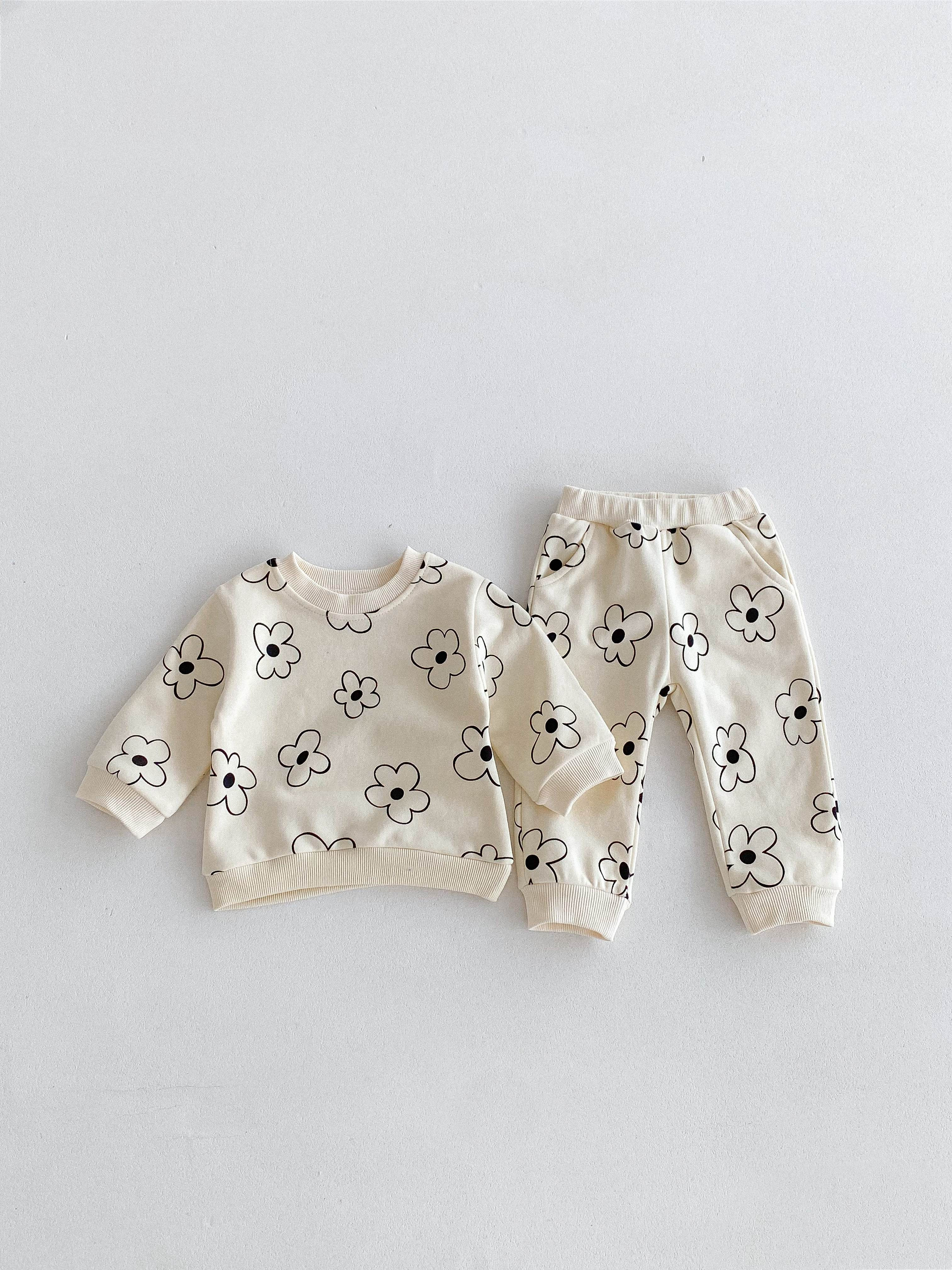 Baby's Cartoon Flower Full Print Sweatshirt + Casual Pants - Temu | Temu Affiliate Program