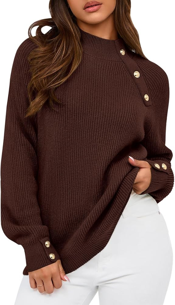 PRETTYGARDEN Womens Sweaters Fall 2024 Ribbed Knit Raglan Long Sleeve Mock Neck Pullover Sweater ... | Amazon (US)