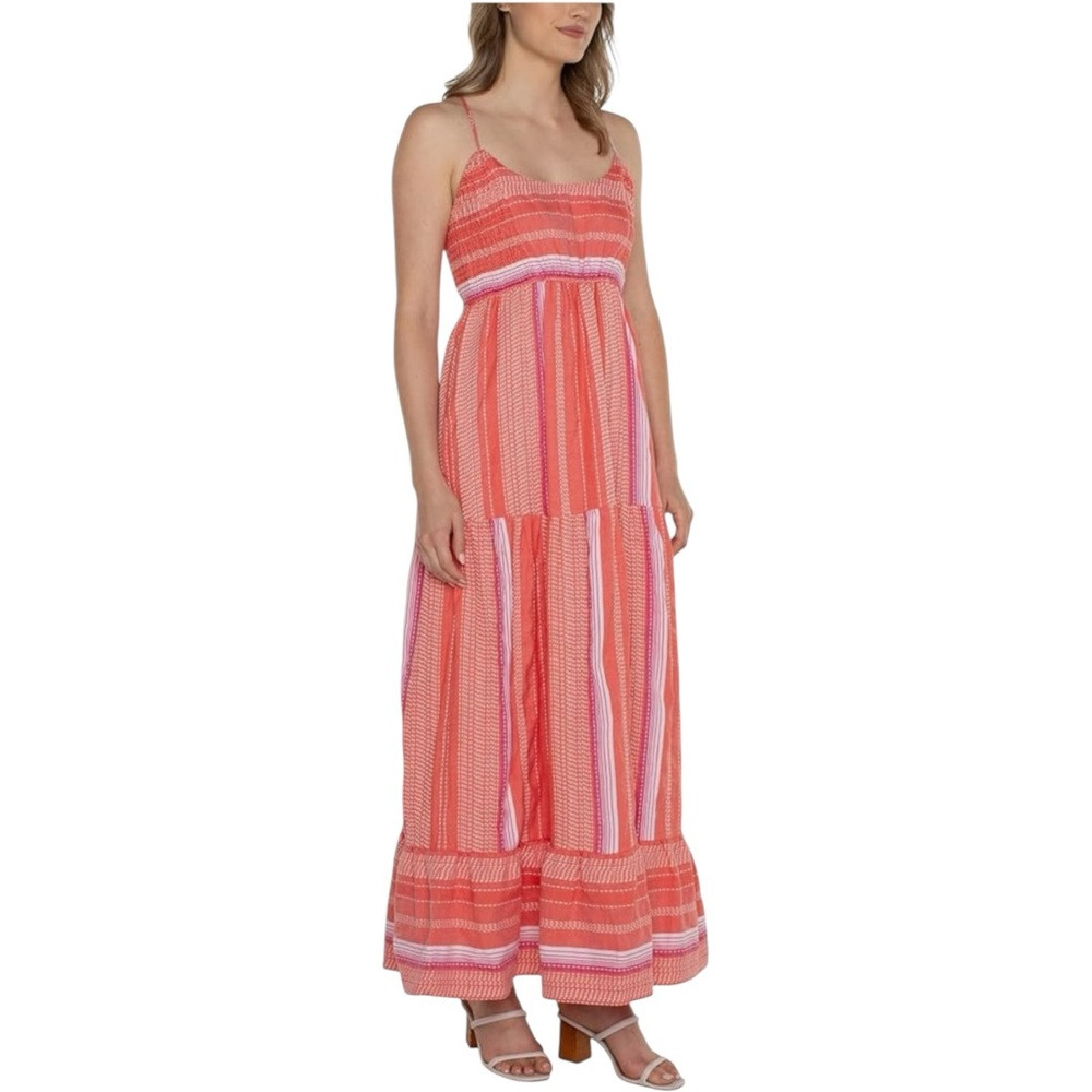 Liverpool Racerback Maxi Dress Womens\u200e Medium Orange Stripe | Poshmark