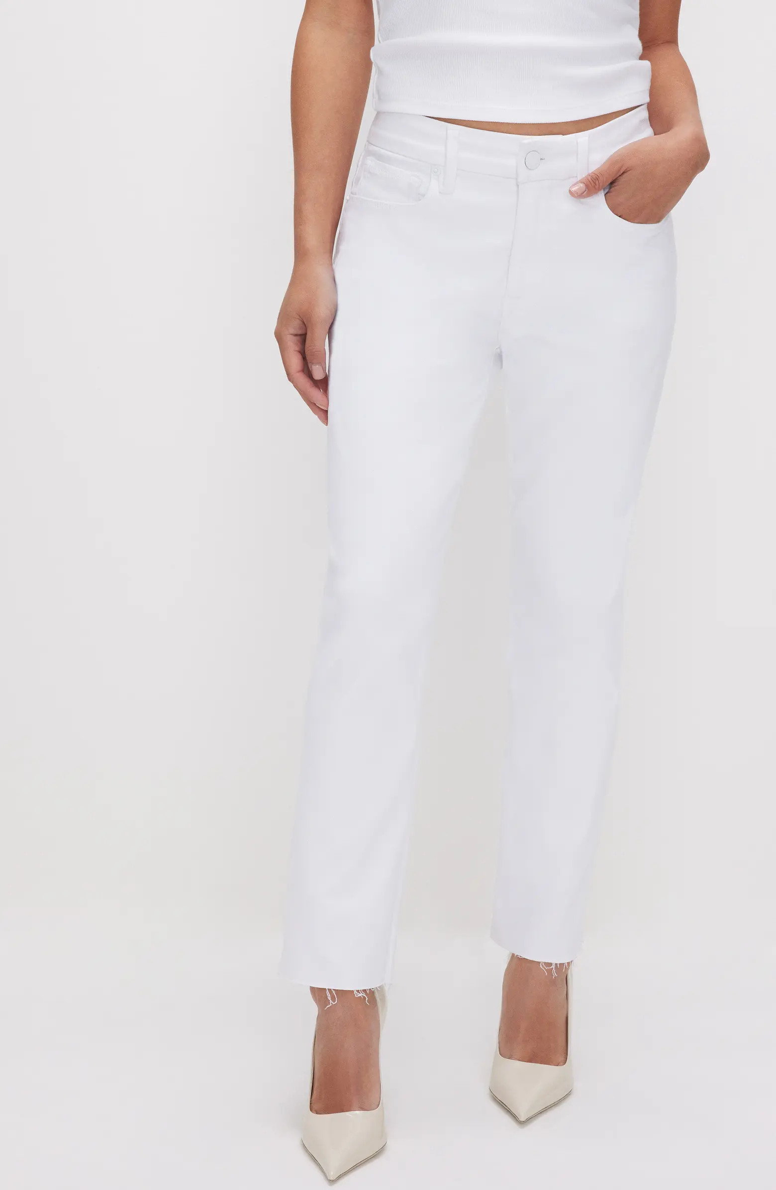 Good Petite Raw Hem Straight Leg Jeans | Nordstrom Rack