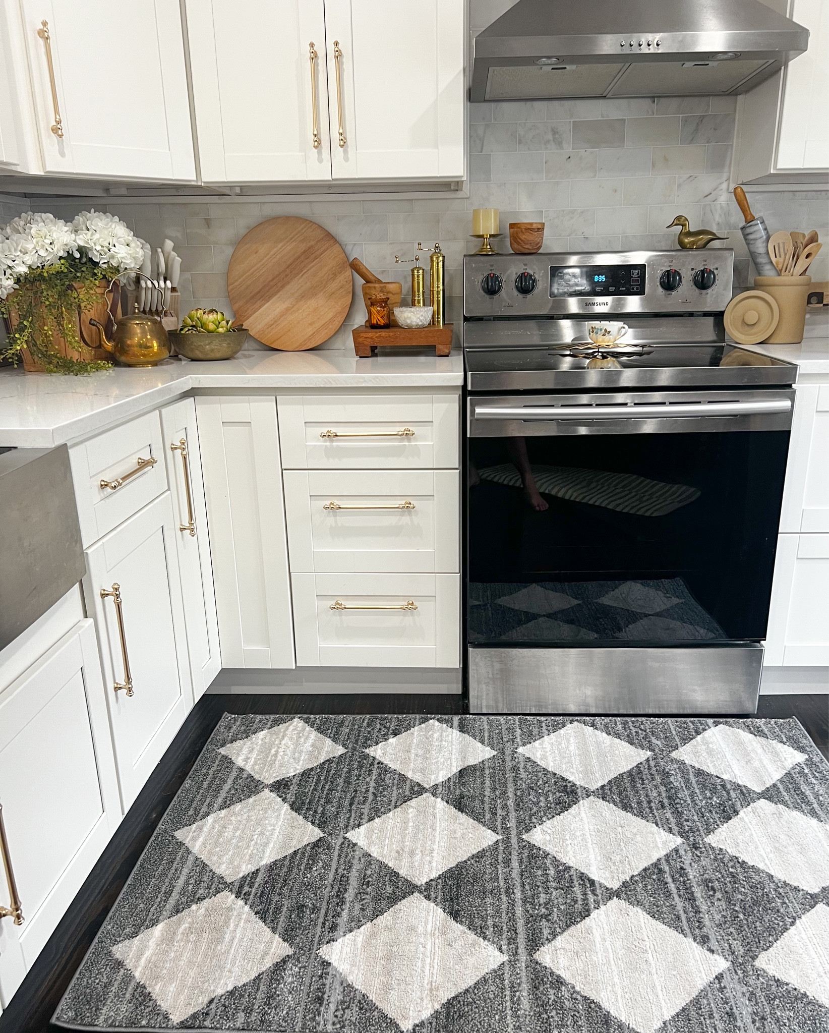 Kitchen decor, Diamond rug, and counter accessories 

#LTKfindsunder100 #LTKhome #LTKsalealert