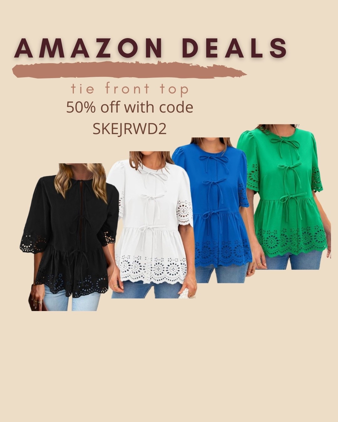 $15 ends 3/9

Amazon fashion
Amazon deals
Tie front top
Peplum top
Eyelet top
Spring top


#LTKSaleAlert