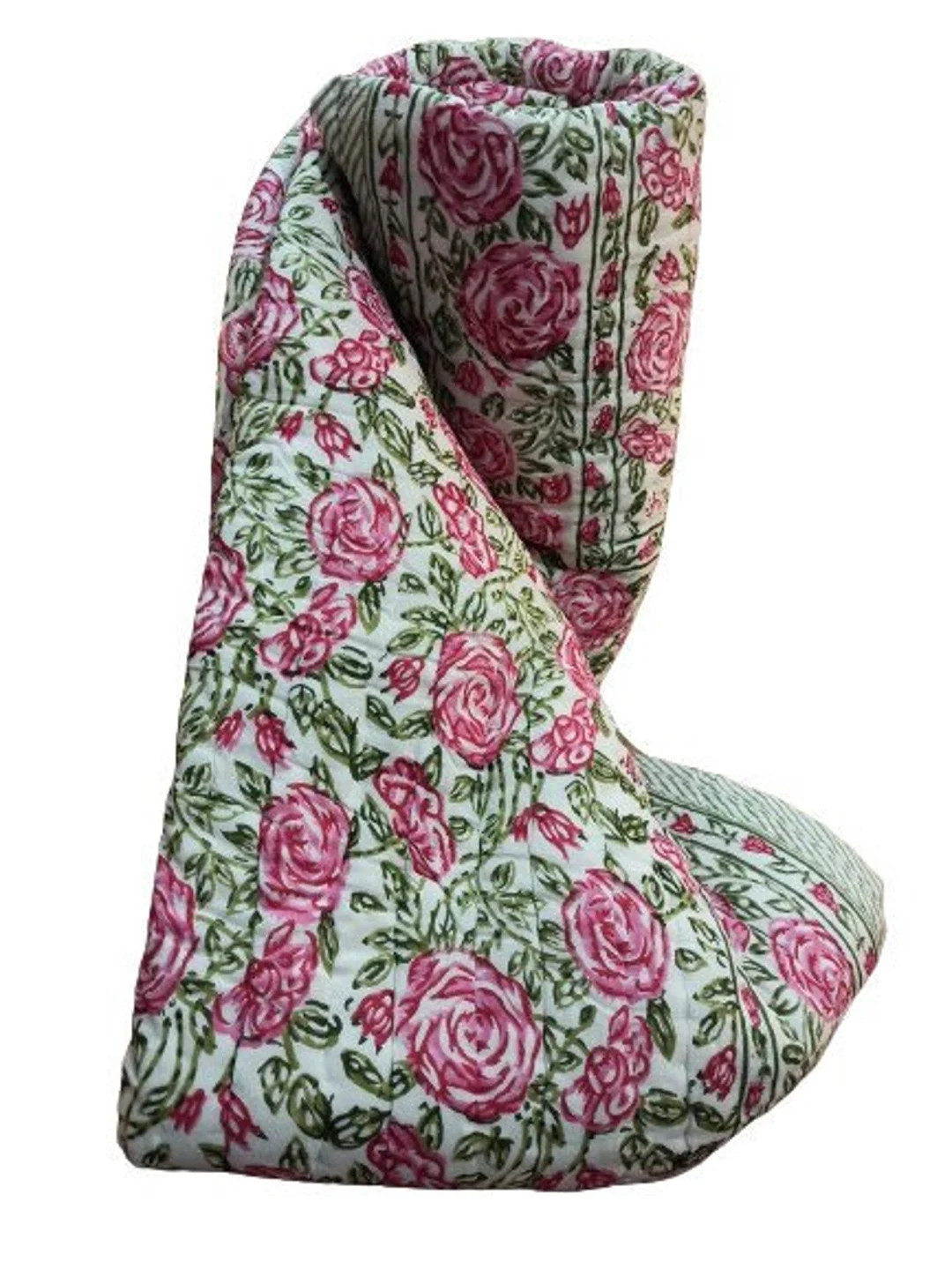 Kantha Quilt Reversible Blanket Block Print Handmade Comforter Pure Cotton Filling Rose Pattern -... | Etsy (US)