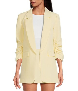 Gianni Bini Jemma Ruched 3/4 Sleeve Shawl Collar Twill Boyfriend Blazer | Dillard's | Dillard's