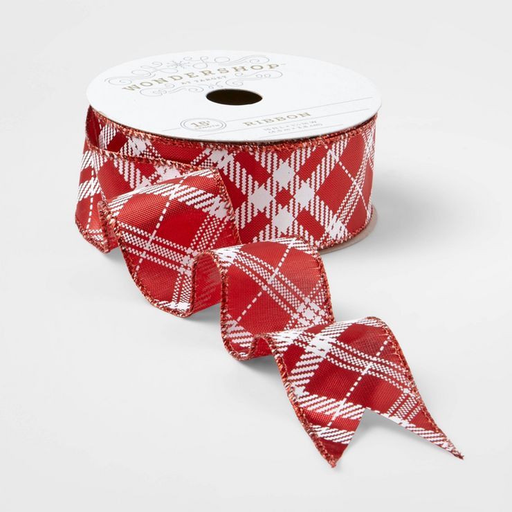 1.5" Fabric Ribbon Red/White Metallic 15ft - Wondershop™ | Target