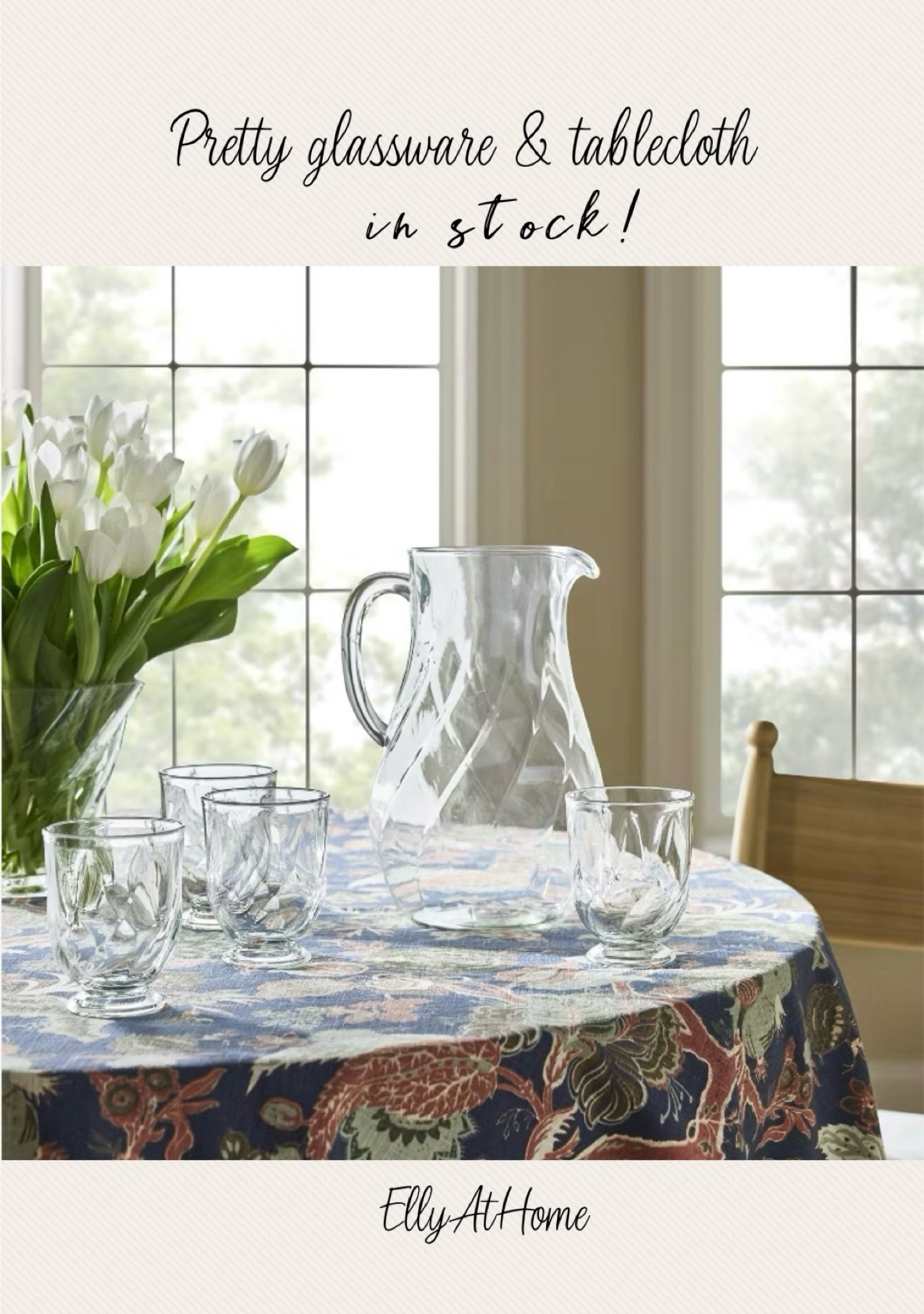 Back in stock! Pretty tablecloth, glassware, pitcher and vase from the new Studio McGee spring collection! Shop more new kitchen, home decor accessories at Target! Free shipping. 

#LTKHome #LTKFindsUnder50 #LTKStyleTip