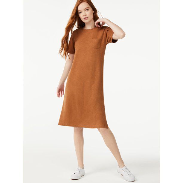 Free Assembly Women's Pocket Midi Dress with Short Sleeves | Walmart (US)