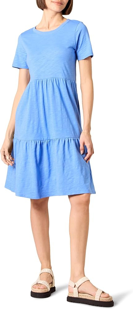 Amazon Essentials Women's Short-Sleeve Crewneck Tiered Dress | Amazon (US)