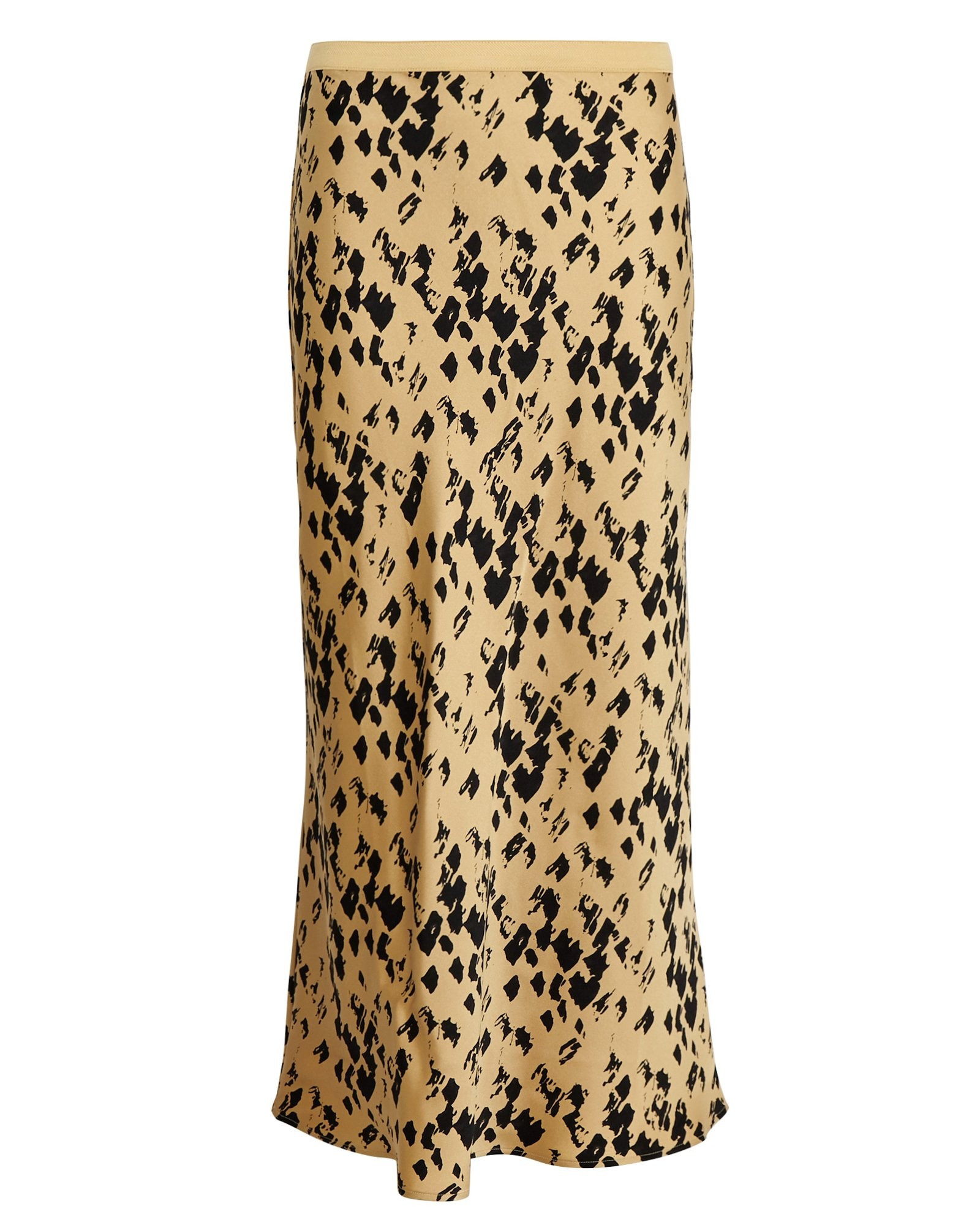 Anine Bing Bar Silk Leopard Skirt, Yellow/Black P | INTERMIX