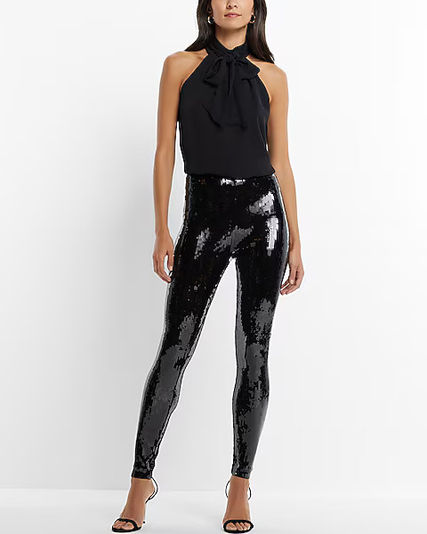 Super High Waisted Sequin Leggings | Express