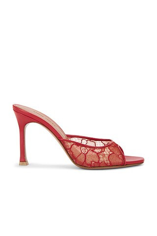 AMINA MUADDI Alexa 95 Lace Slipper in Red - Red. Size 40 (also in 41). | FWRD 