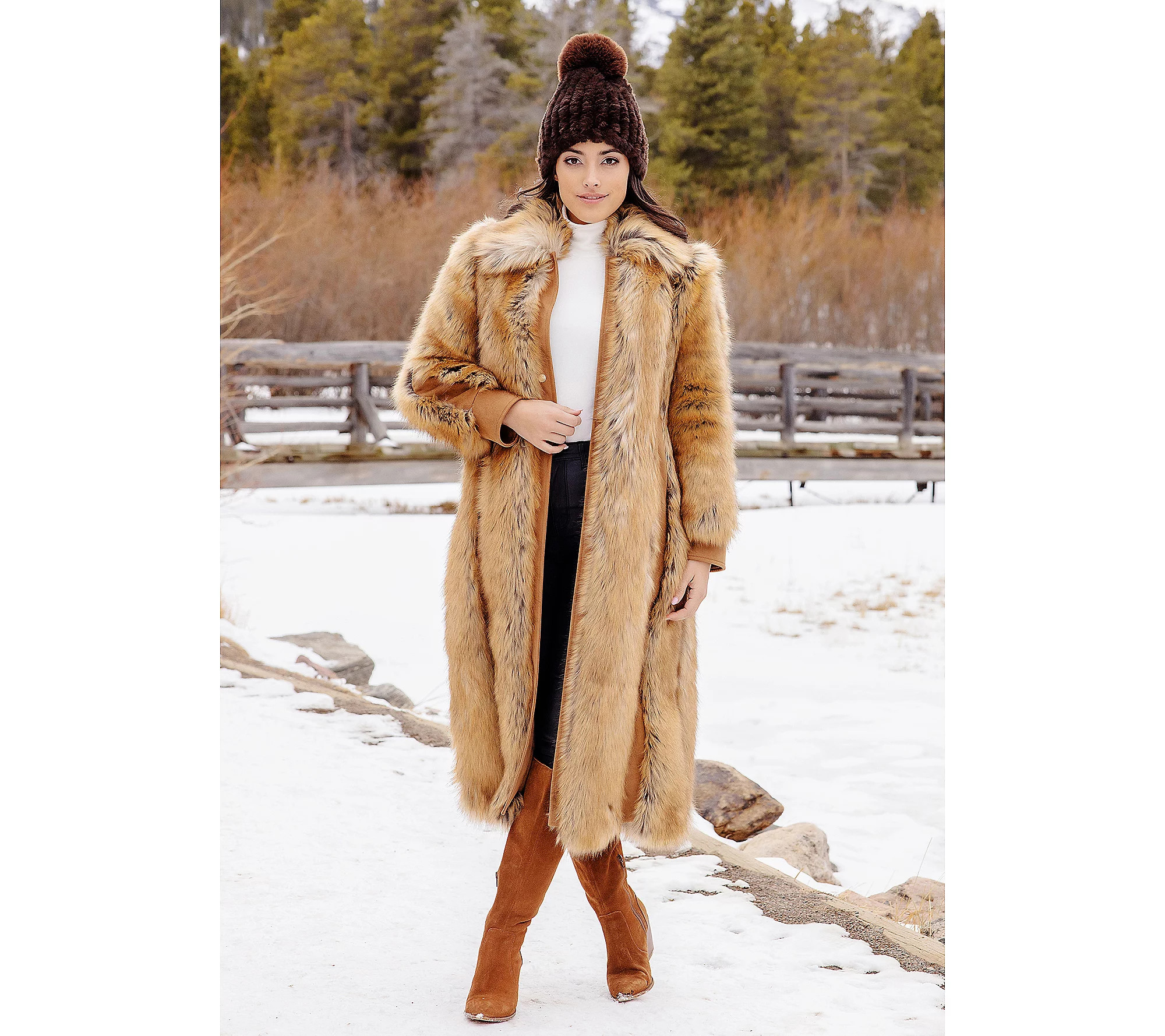 Donna Salyers Fabulous Furs Goldie Faux Fox Long Coat | QVC