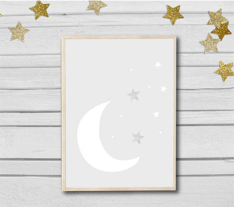 Nursery prints set of 3 prints for nursery prints download moon and stars nursery prints white an... | Etsy (UK)