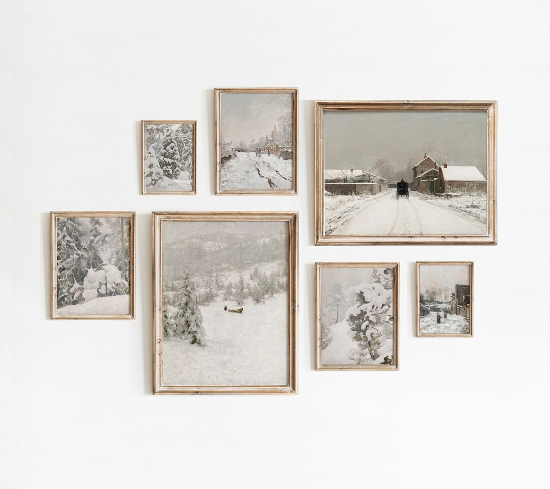 Vintage Winter Gallery SET | Winter Countryside Print | Rustic Winter Painting | Printable Wall A... | Etsy (CAD)