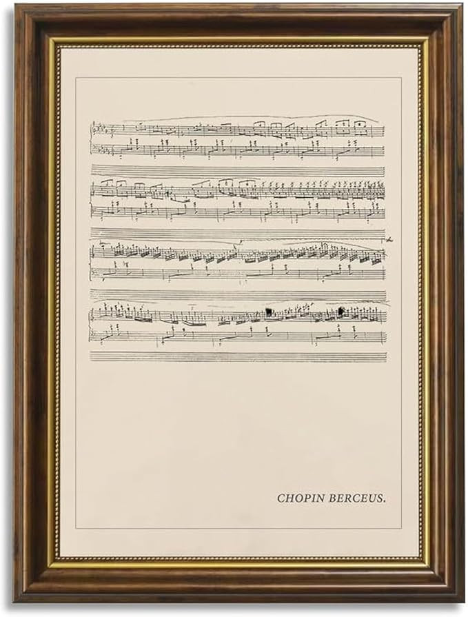 Zzuyi Vintage Brown Gold Framed Wall Art,12x16 inch Chopin's music Vintage Paintings,Canvas Print... | Amazon (US)