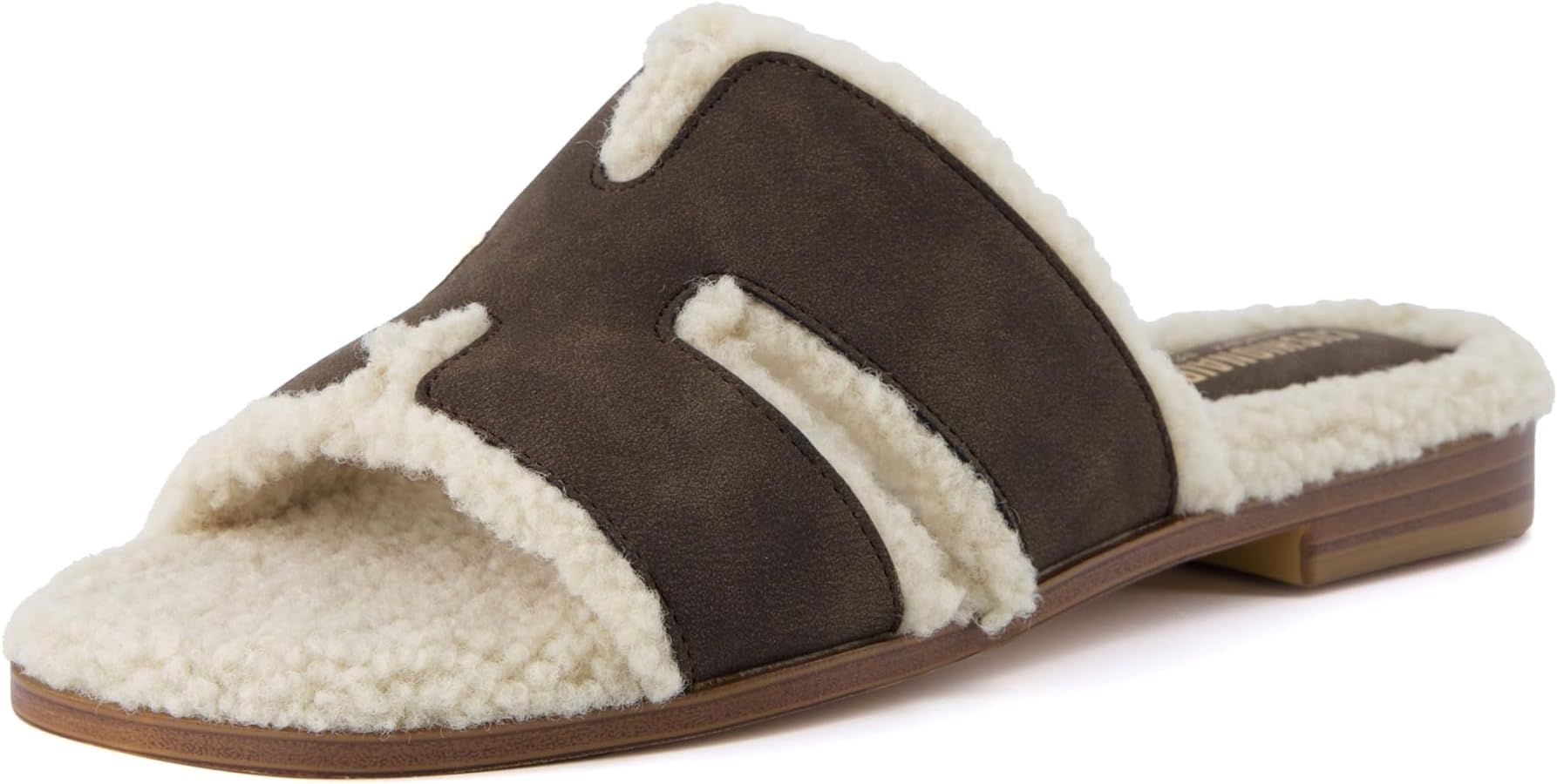 CUSHIONAIRE Women's Voyage Fur Faux Shearling lined slide sandal +Memory Foam, Wide Widths Availa... | Amazon (US)