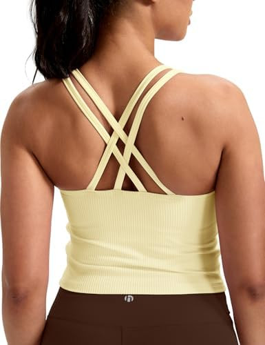 HeyNuts Zeal Bras Longline Ribbed Medium Support Sports Bras, Crisscross Back Tank Tops with Remo... | Amazon (US)