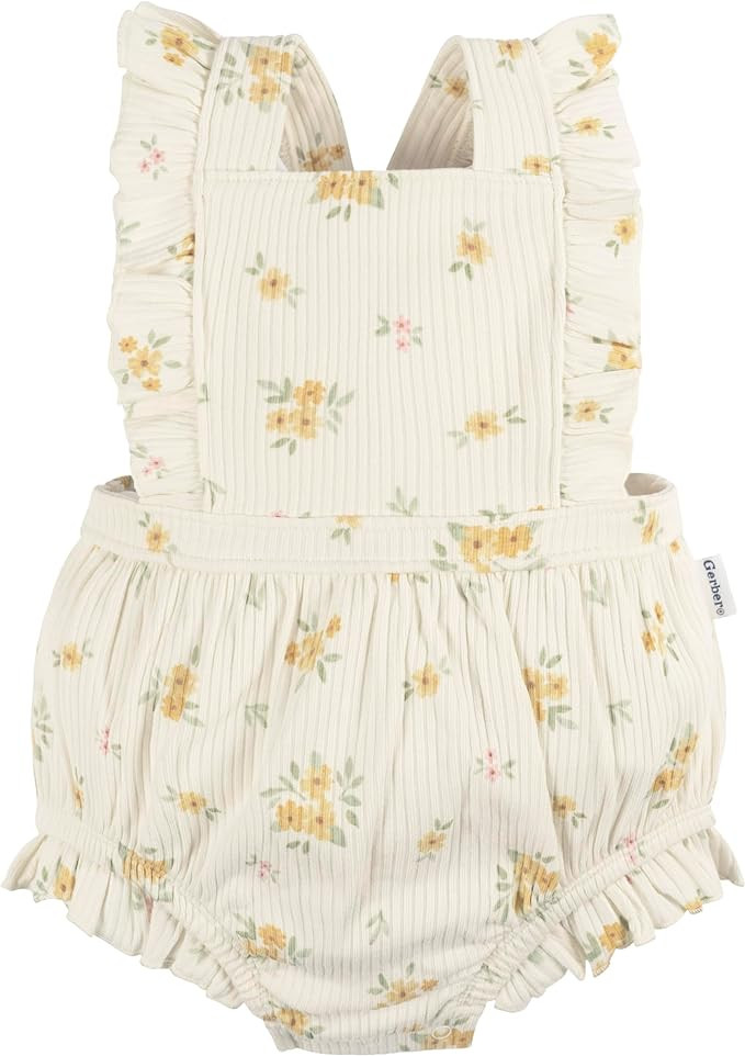 Gerber Baby Girls' Sleeveless Ruffle Romper | Amazon (US)