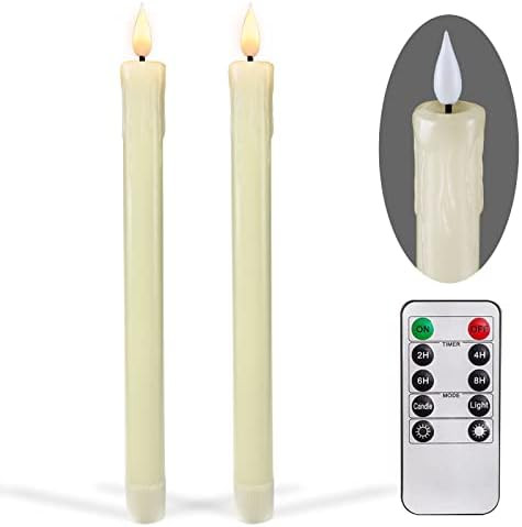 Homemory 2PCS Flameless Taper Candles with Remote and Timer, 9.6 inch Ivory LED Candle Sticks Bat... | Amazon (US)