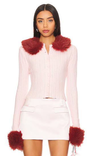 Heart Knit Cardigan in Baby Pink | Revolve Clothing (Global)