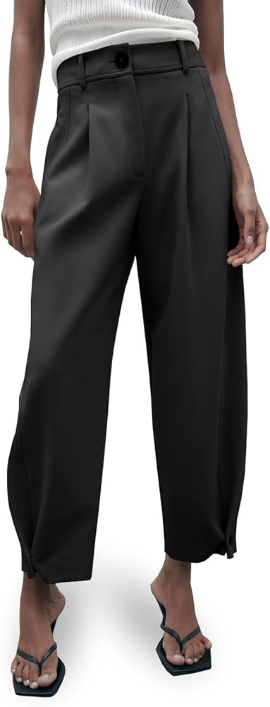 Cicy Bell Womens Casual Dress Pants High Waisted Button Work Office Pleated Trousers with Pockets | Amazon (US)