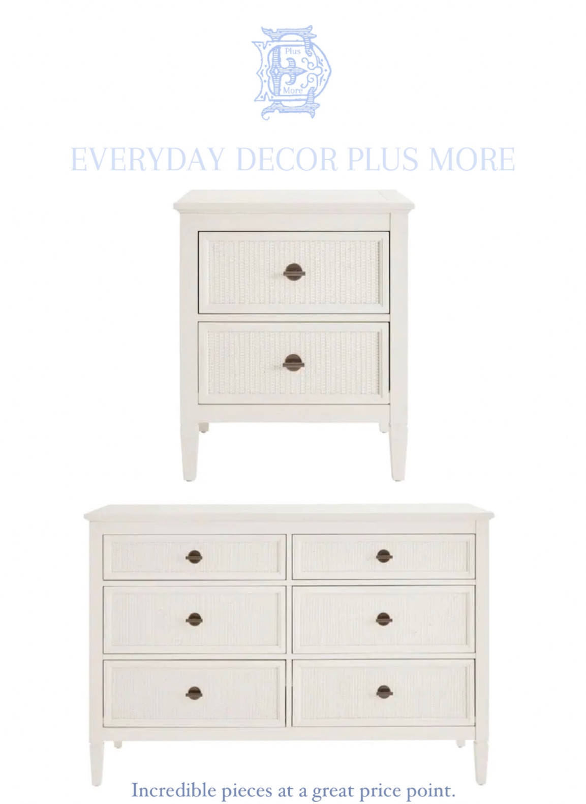 Affordable bedroom suite
White dresser
White nightstand
Cane dresser 
Came nighstand

#LTKsalealert #LTKstyletip #LTKhome