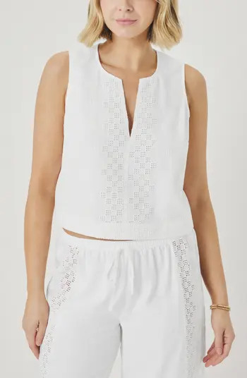 Splendid Kenzie Geo Eyelet Crop Tank | Nordstrom | Nordstrom