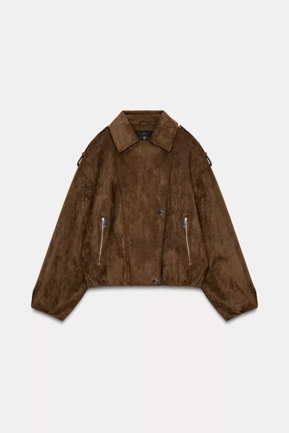 OVERSIZE FAUX SUEDE BIKER JACKET | Zara UK