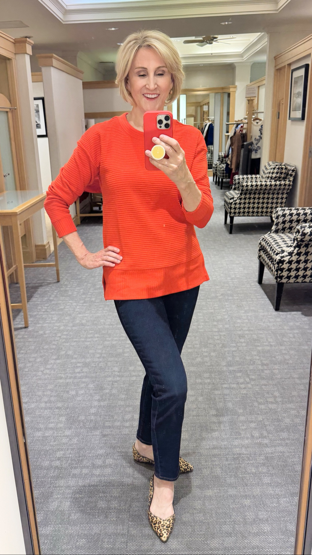 A little pop of colour and a little bit of print mixing today 🧡🐆

This orange tunic pullover from Talbots is such an easy statement piece—comfortable, relaxed, and just bright enough to feel fun without overthinking it. I’ve paired it with classic denim jeans and added leopard print ballet flats for a little unexpected twist.

Simple outfit, but it somehow makes the day feel a bit more interesting ✨

#LTKootd #LTKSeasonal #LTKOver40