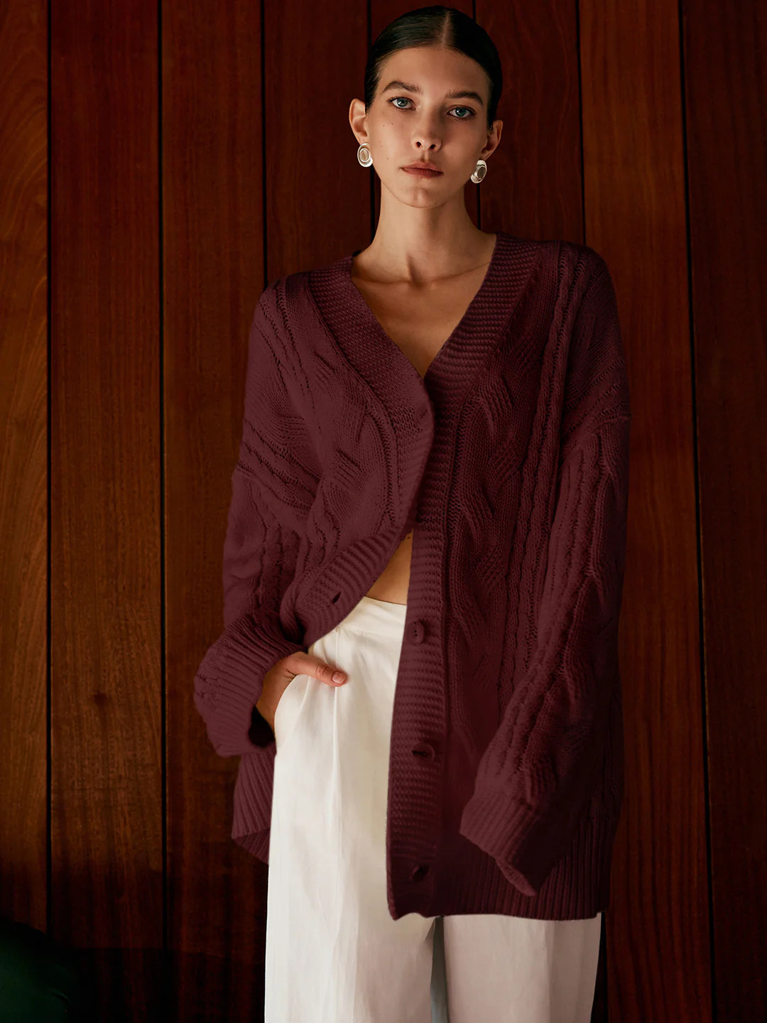 Oversized Cable Knit Outwear | Commense