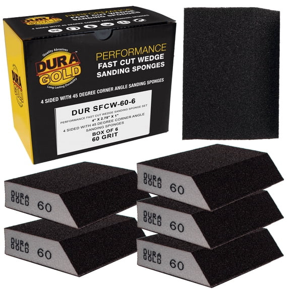 Dura-Gold 60 Grit 4-Sided Hand Sanding Block Sponges with Angled Edge, Box of 6 - Performance Fle... | Walmart (US)