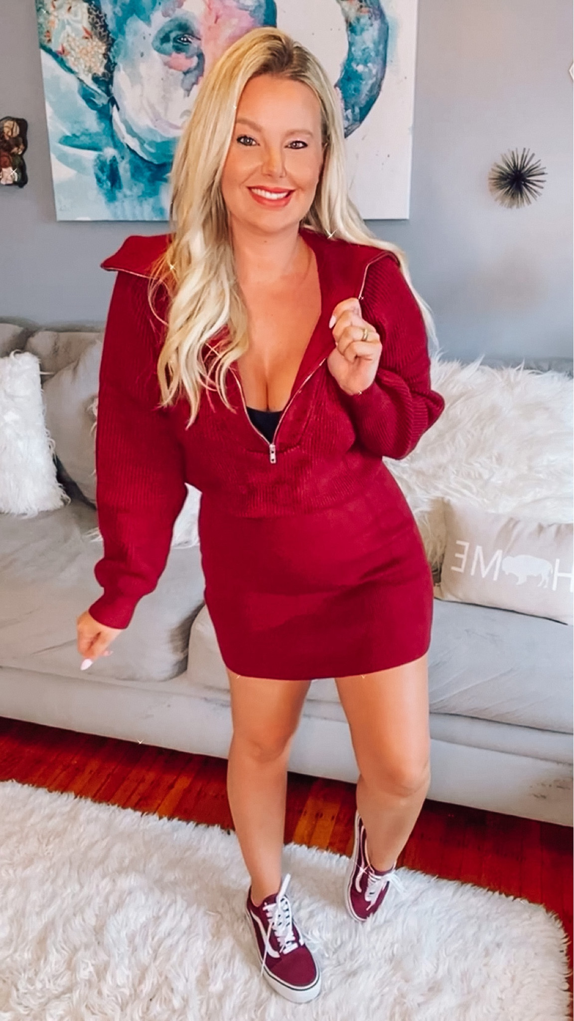 Cutest zip up sweater dress. I love the fitted bottom which allows it to be flattering for all. 

#LTKstyletip #LTKSeasonal #LTKfindsunder50