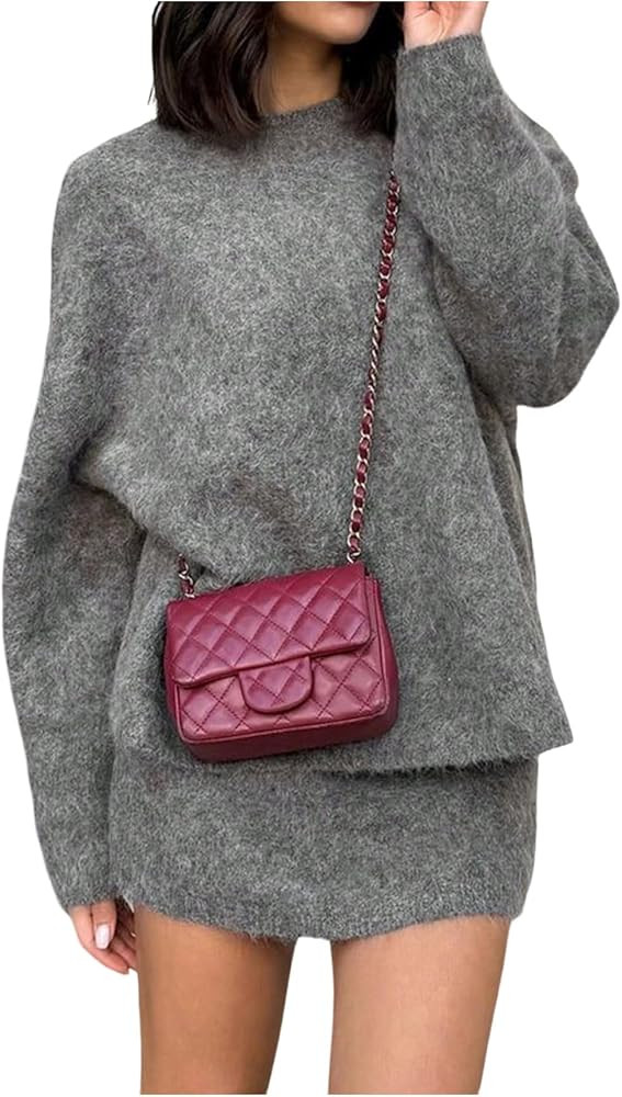 Verdusa Women's Sweater Skirt Set 2 Piece Pullover Sweaters with Skirt Comfy Matching Sets Fall O... | Amazon (US)