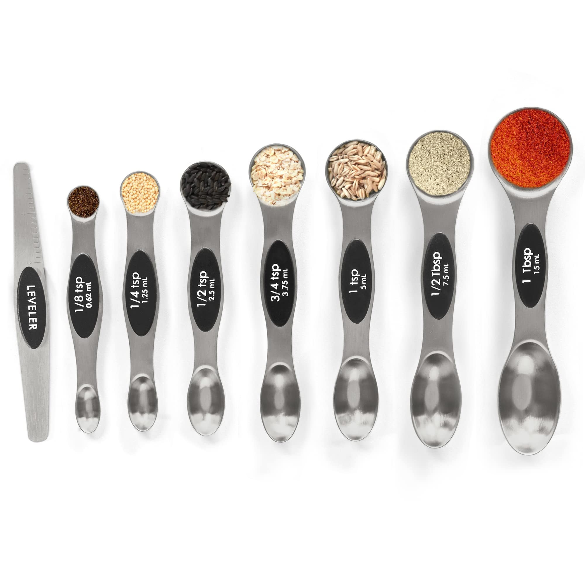Magnetic Measuring Spoons Set with Leveler, Stackable Stainless Steel Tablespoons for Baking, Fit... | Amazon (US)