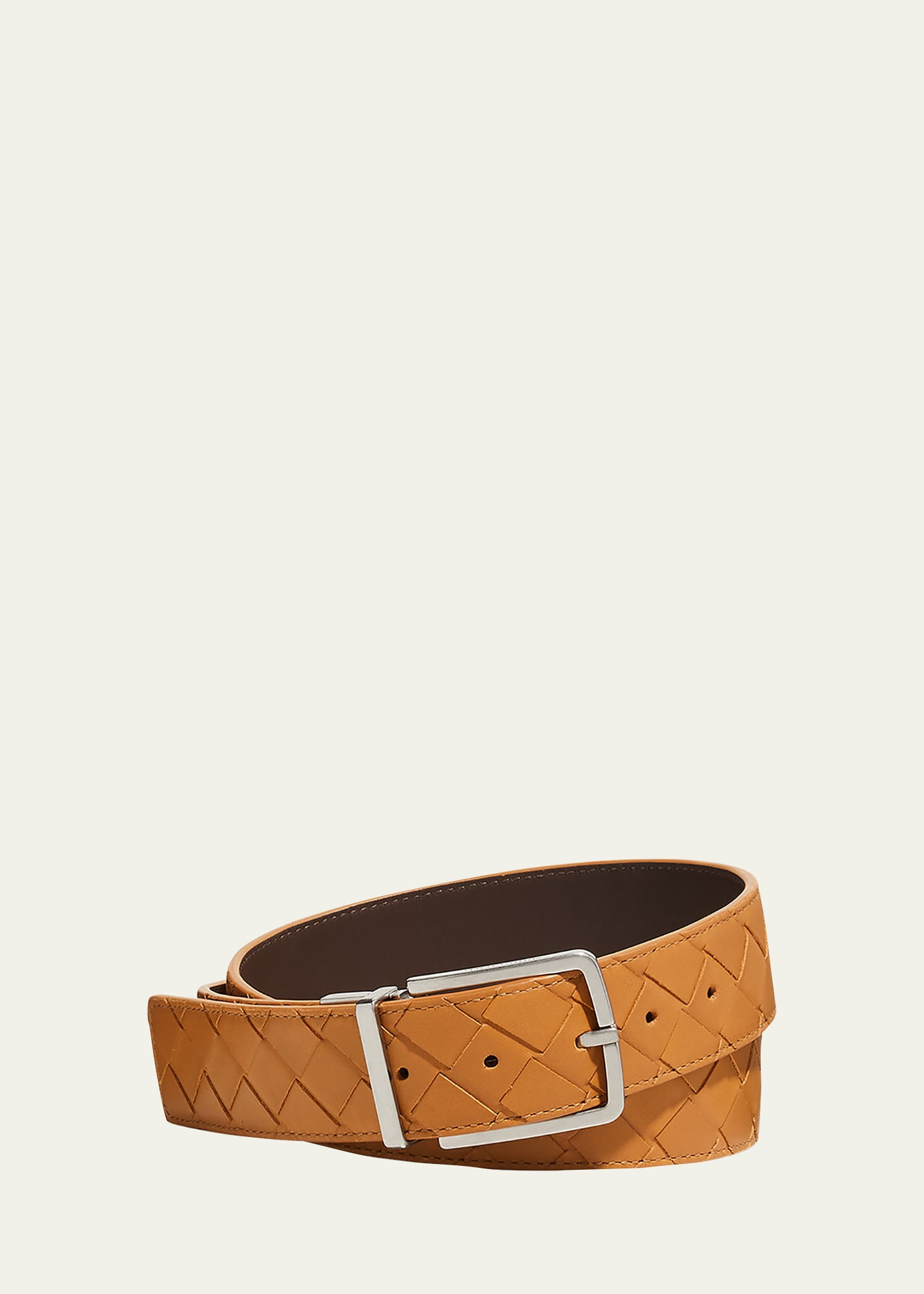 Bottega Veneta Men's Reversible Intrecciato Leather Belt | Bergdorf Goodman