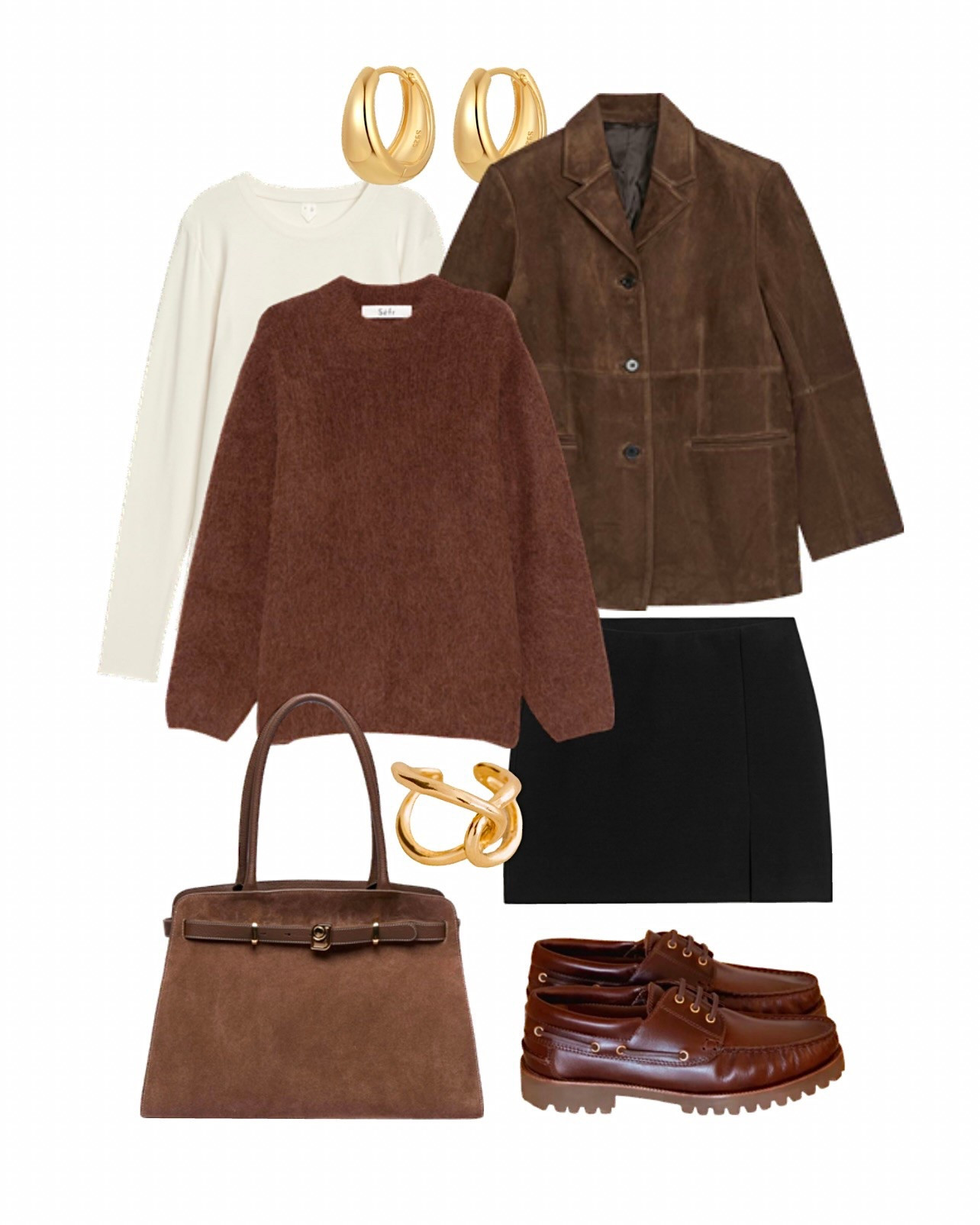 Brown blazer outfit - Arket suede blazer - suede jacket - boat shoes - deck shoes - trending shoes - sprint outfit - suede bag - suede tote bag - brown jumper - black mini skirt - 

#LTKuk #LTKspring #LTKshoes