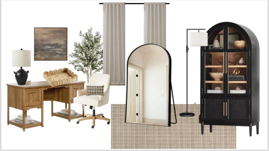 Neutral office ideas with arch and scalloped details  

#LTKHome