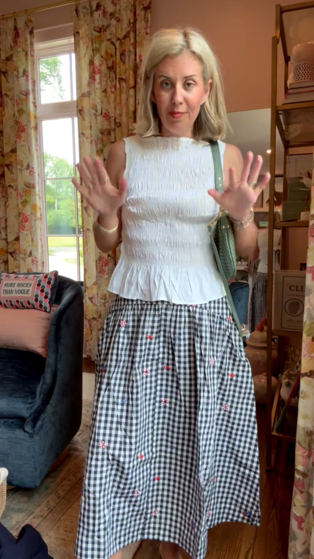 The embroidery on this skirt is adorable! Designer vibes on a budget! I’m wearing xs top, 2 skirt and 

 #LTKstorytime #LTKOver40 #LTKSeasonal