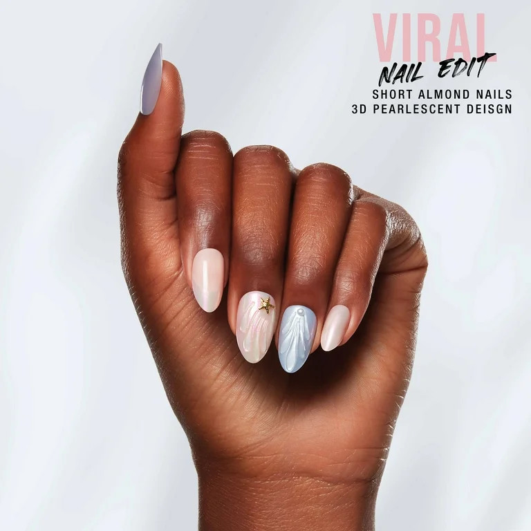 Salon Perfect Artificial Fake Press Ons, 352 Viral Nail Edit, Pink Shell, Short Almond, File and ... | Walmart (US)