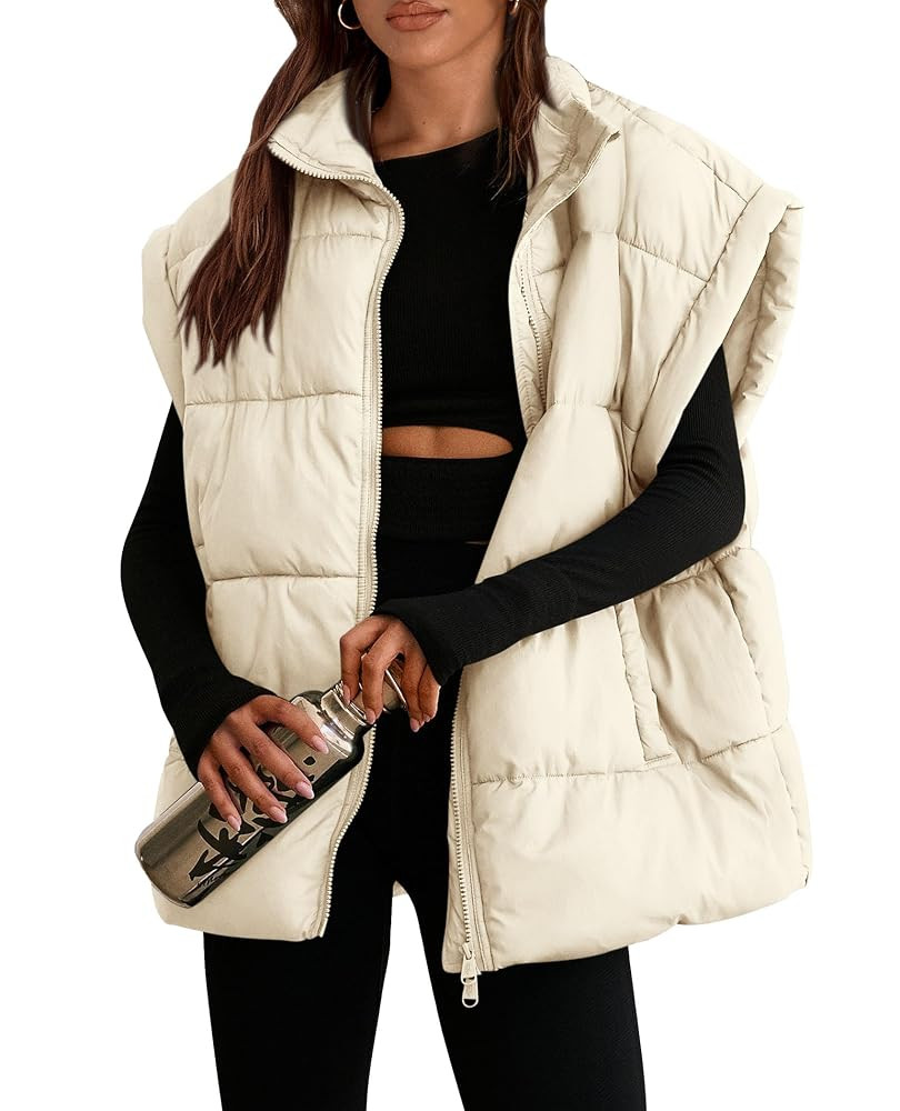 PRETTYGARDEN Women's Puffer Vest Fall Casual Stand Collar Lightweight Sleeveless Zip Up Padded Ja... | Amazon (US)