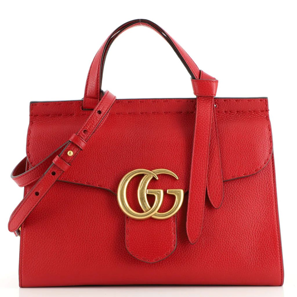 Gucci GG Marmont Top Handle Bag Leather Small Red 1729942 | Rebag