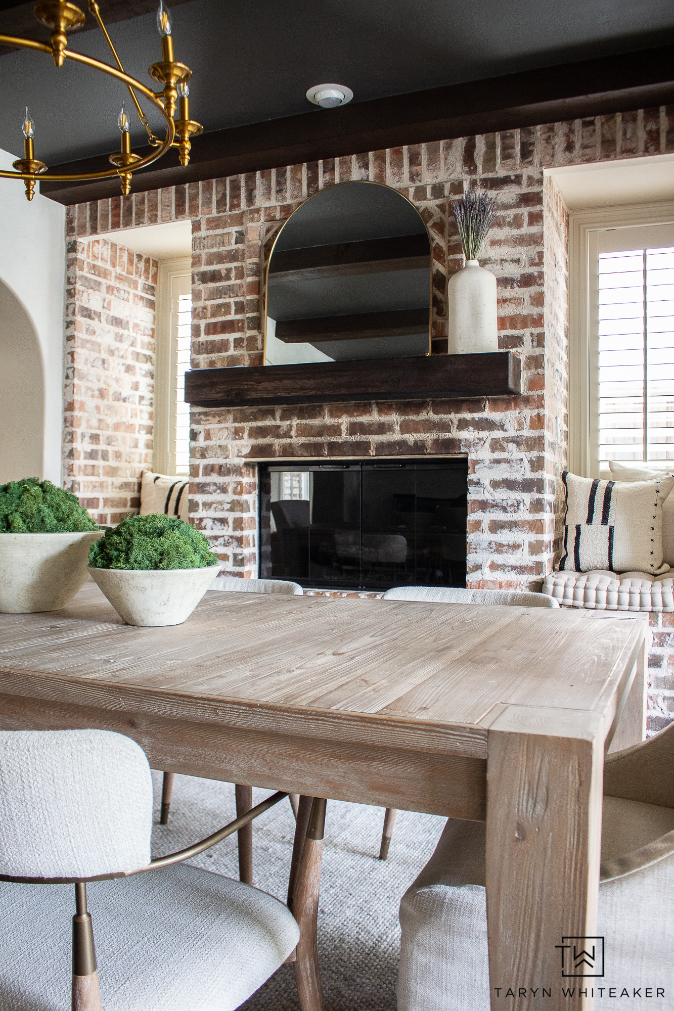 A cozy dining room with a modern farmhouse feel. Mixing wood dining furniture, soft upholstered seating, and neutral decor creates a space that feels welcoming and elevated.

#LTKSeasonal #LTKHome #LTKmomlife