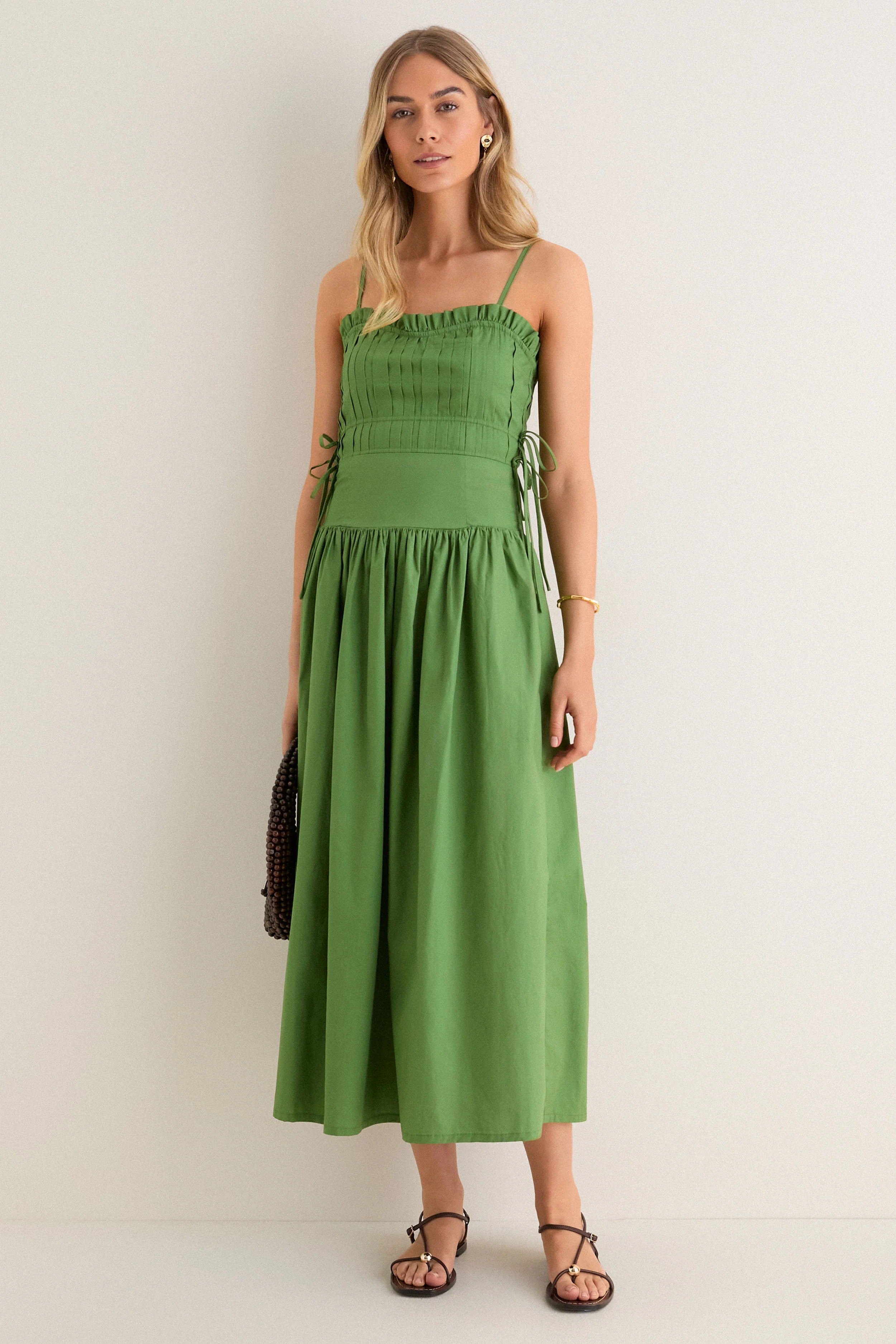 Green Tie Midi Dress | Tuckernuck (US)
